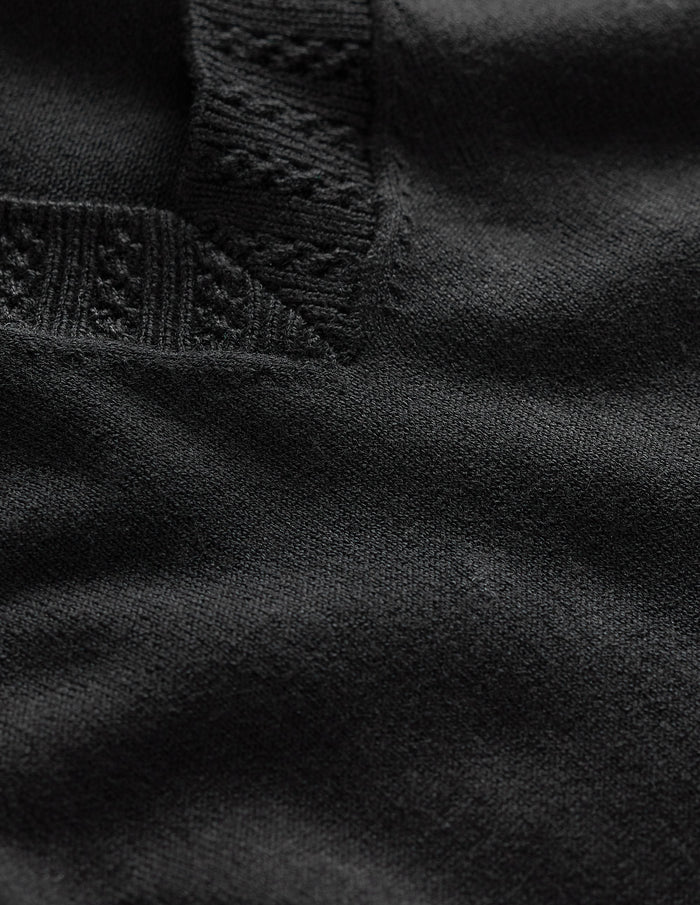 Emilia Cotton V Neck Sweater Black