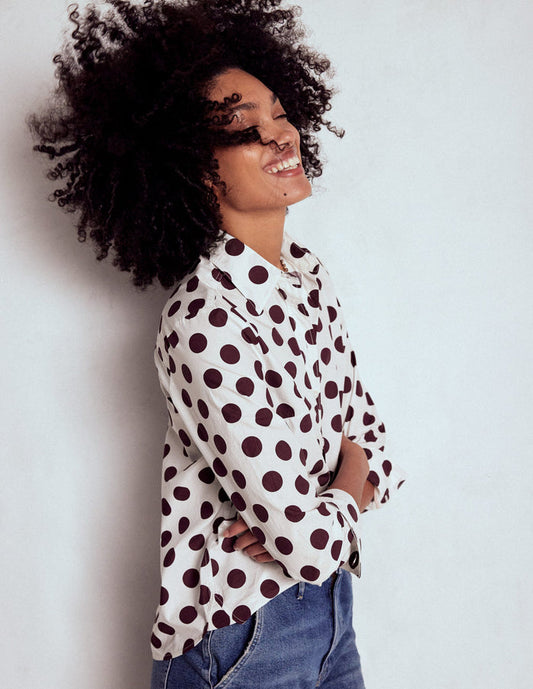 Sienna Cotton Shirt Deep Wisteria, Spots