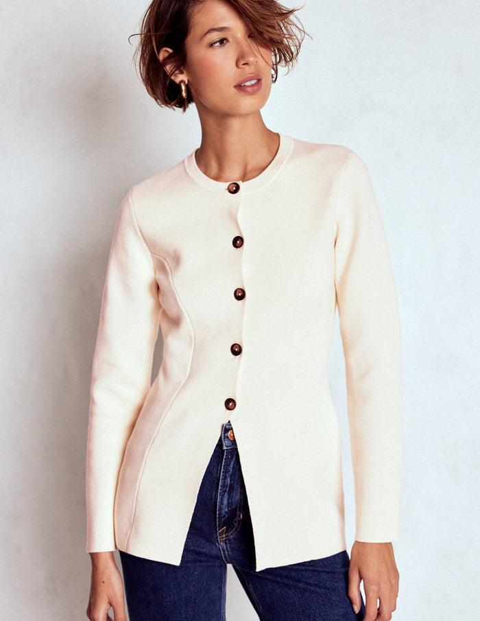 Joanna Fitted Knitted Jacket Warm Ivory
