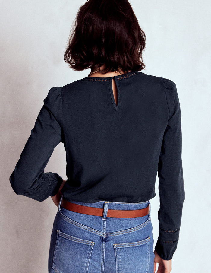 Flo Trim Detail Top Navy