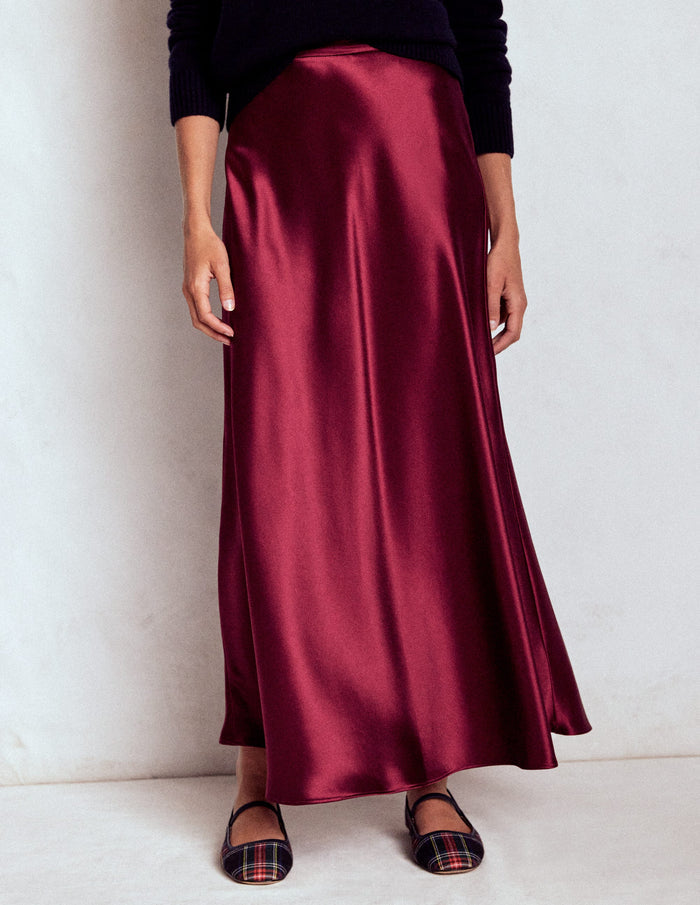 Bias Cut Slip Skirt Chestnut