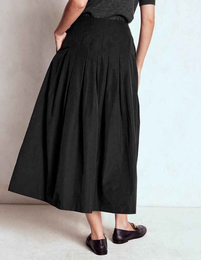 Valentina Taffeta Midi Skirt Black