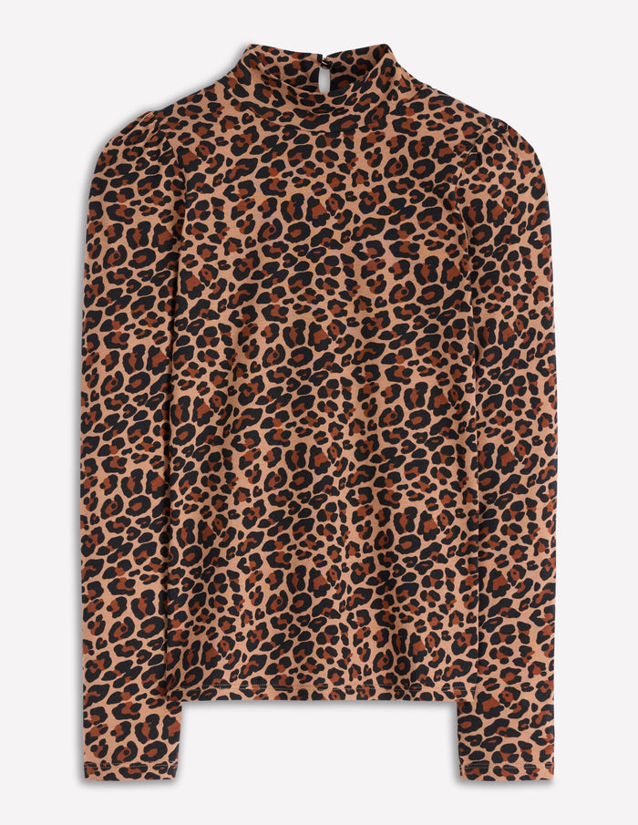 Puff Shoulder Jersey Top Multi, Cheetah Pop