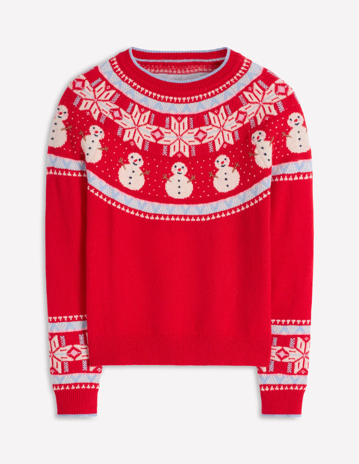 Edie Fair Isle Sweater Red, Snowman