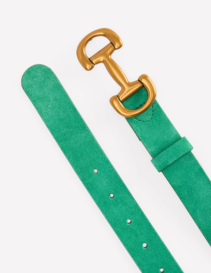 Iris Snaffle-Trim Leather Belt Rich Emerald