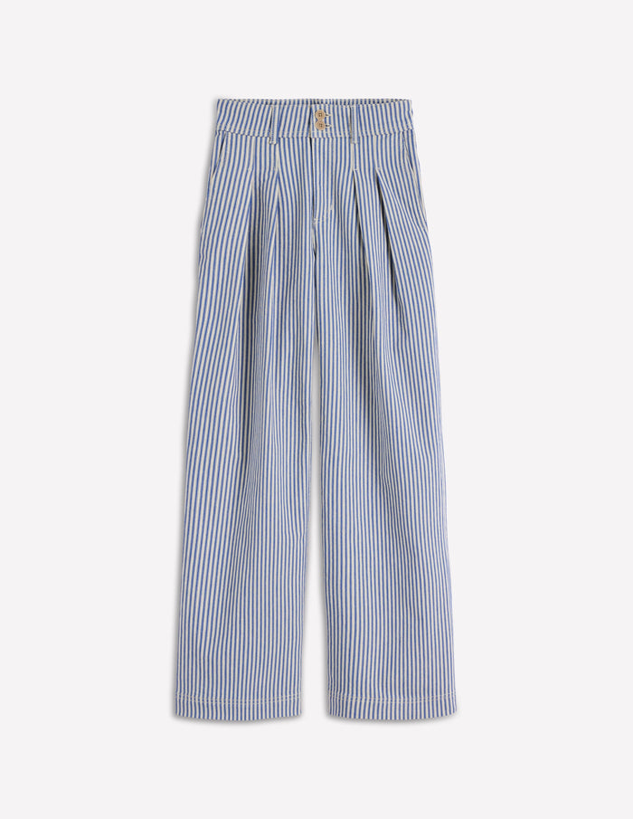 Brompton Wide Leg Pants Blue Stripe