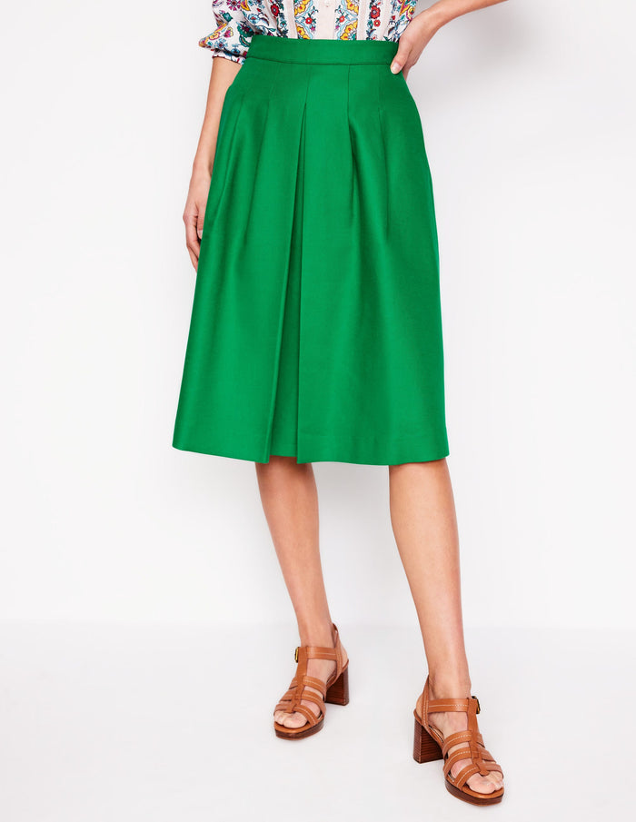 Pleat Detail Midi Skirt Rich Emerald