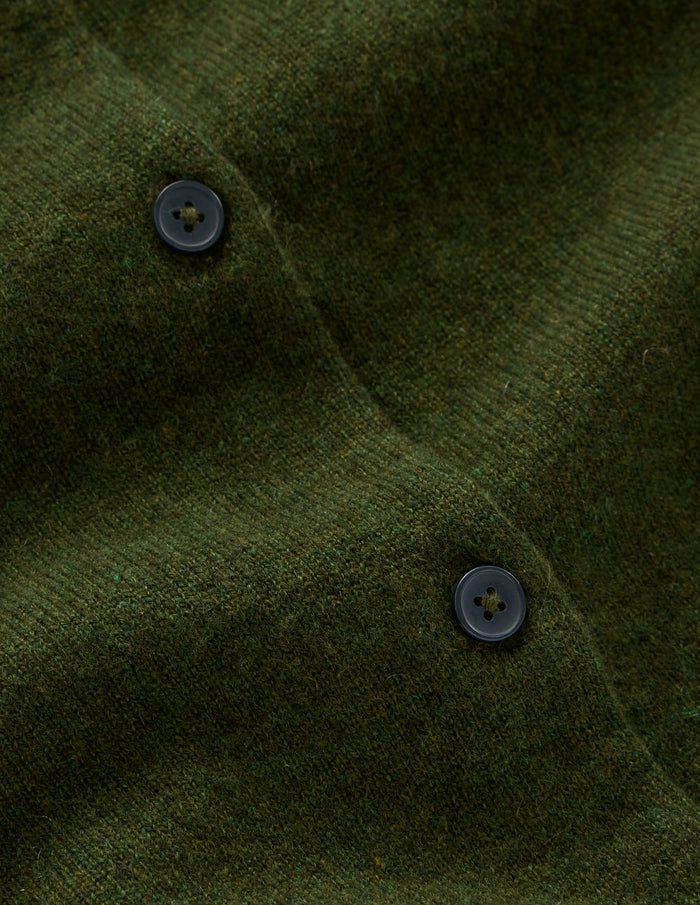Eva Cashmere Crew Cardigan Leaf Green Melange