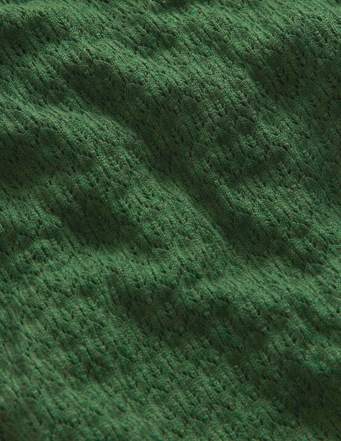 Pointelle Ruffle Sweater Hunter Green