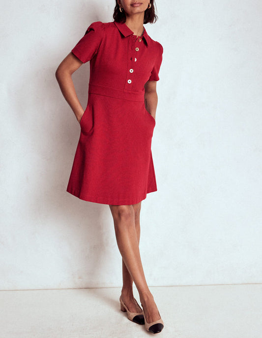 Nicolette Ponte Shirt Dress Crimson Red