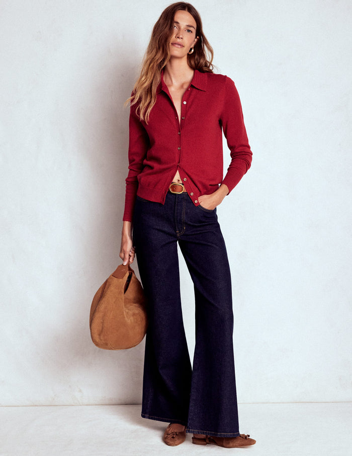 Briony Stitch Cardigan Red Liquorice