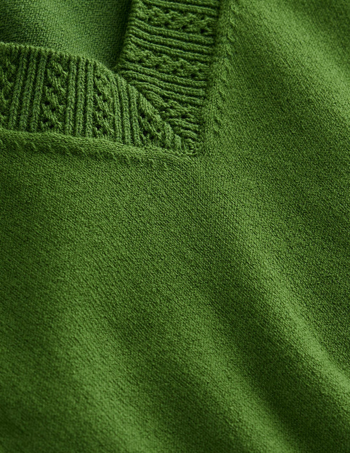 Emilia Cotton V Neck Sweater Promenade Green