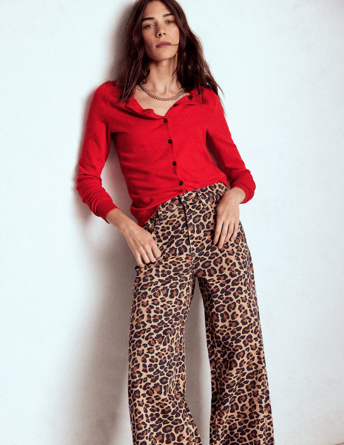 Emilia Cotton Crew Cardigan Poppy Red