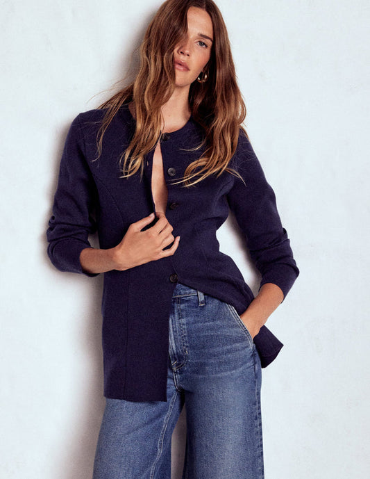 Joanna Fitted Knitted Jacket Navy
