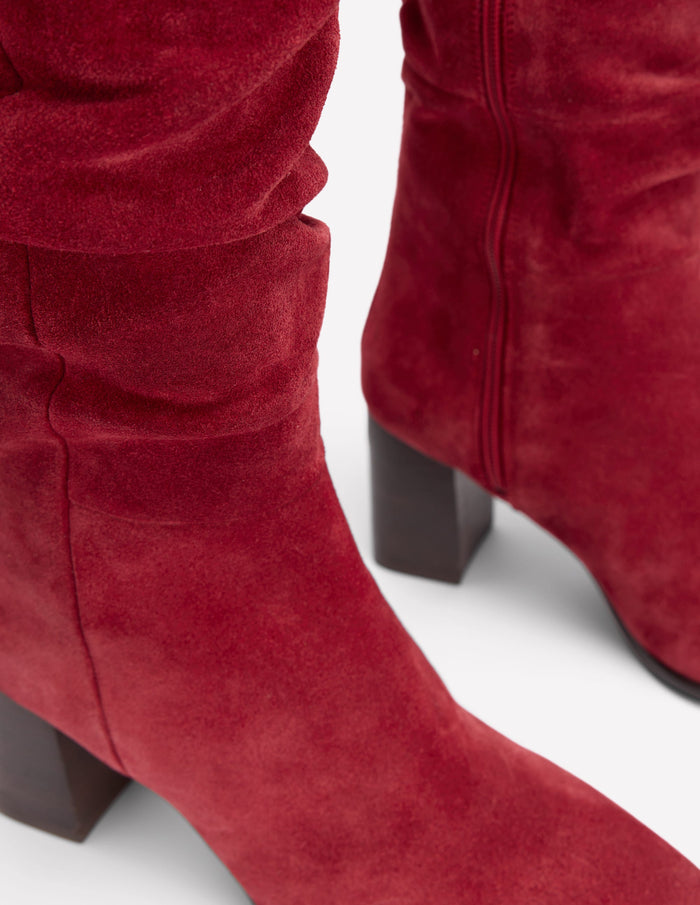 Vera Block Heel Point Boots Red