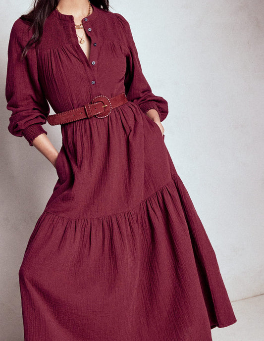 Cecily Double Cloth Midi Dress Deep Wisteria
