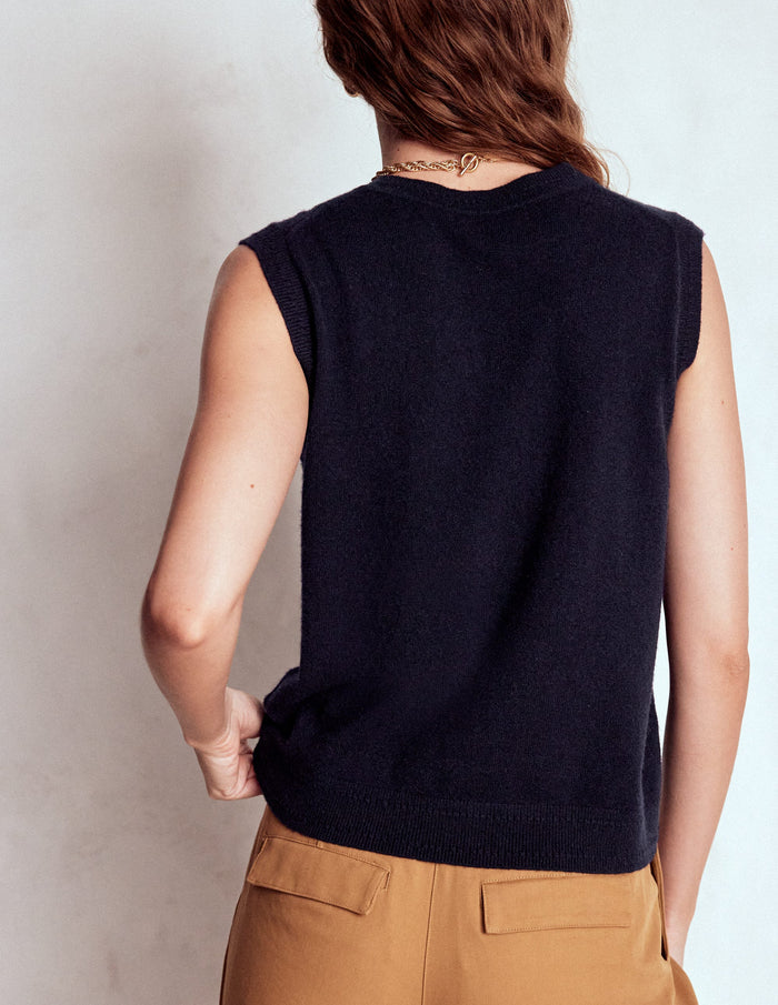 Eva Cashmere Vest Navy