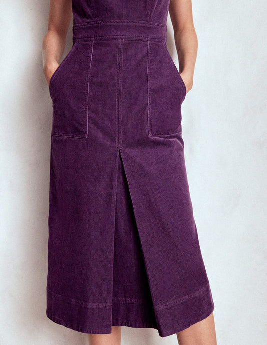 Ula Box Pleat Cord Midi Dress Viola Purple