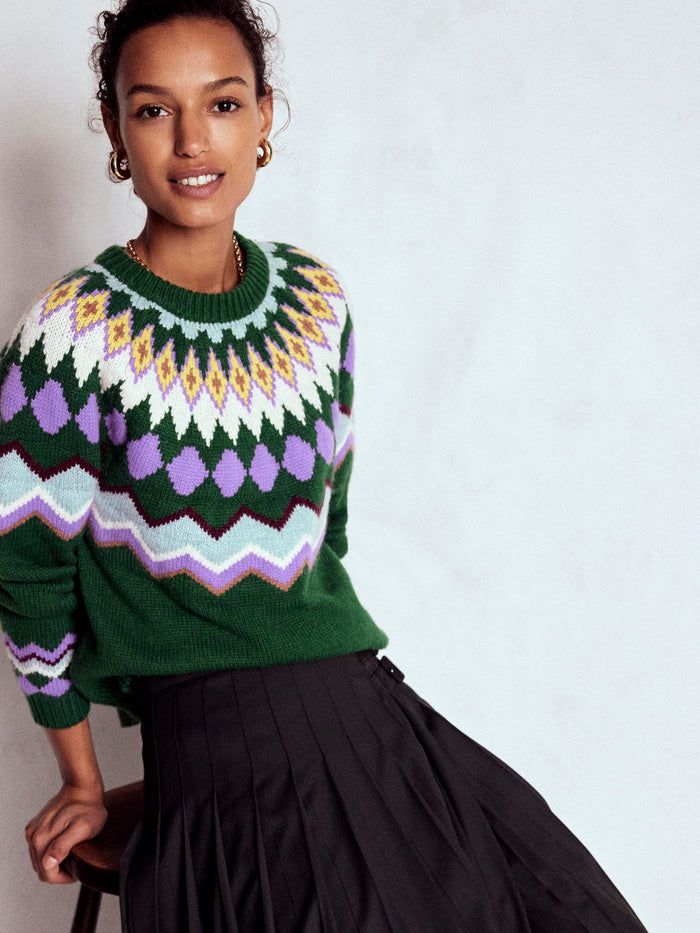Eleanor Fair Isle Sweater Courtyard Melange
