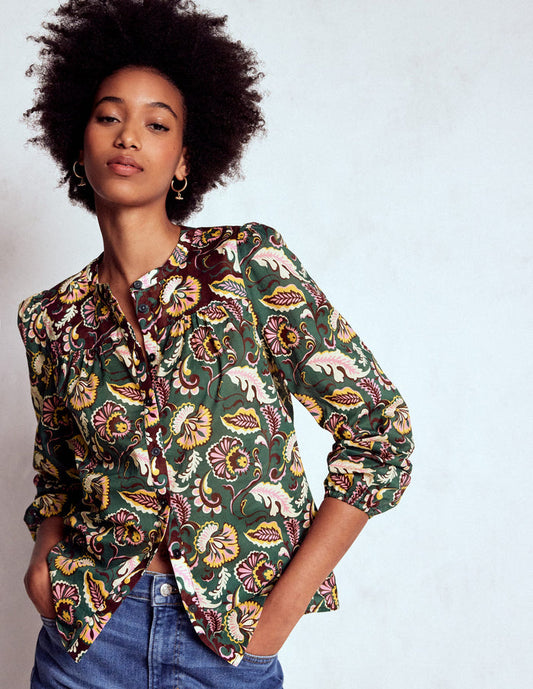 Corrine Cotton Top Dark Green, Ornate Meadow