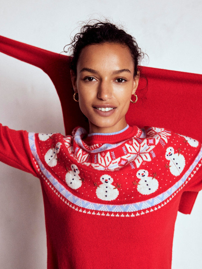 Edie Fair Isle Sweater Red, Snowman