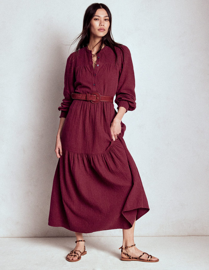 Cecily Double Cloth Midi Dress Deep Wisteria