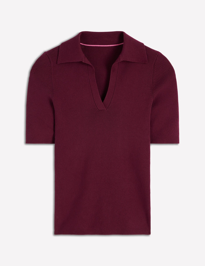 Rib Henley Top Deep Wisteria