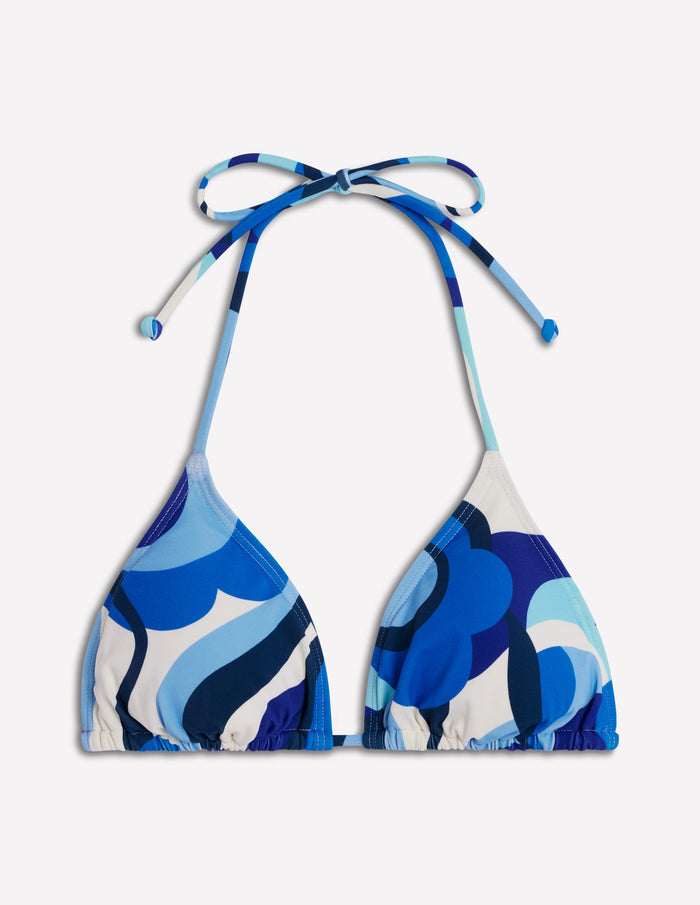 Symi String Bikini Top Blue, Abstract Swirl