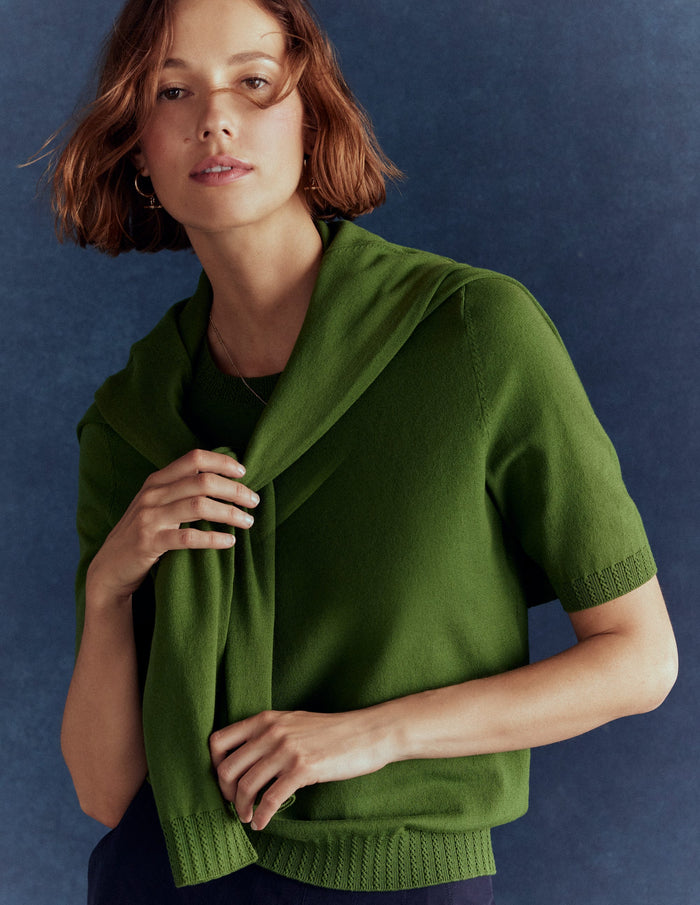 Emilia Cotton Crew T-shirt Promenade Green