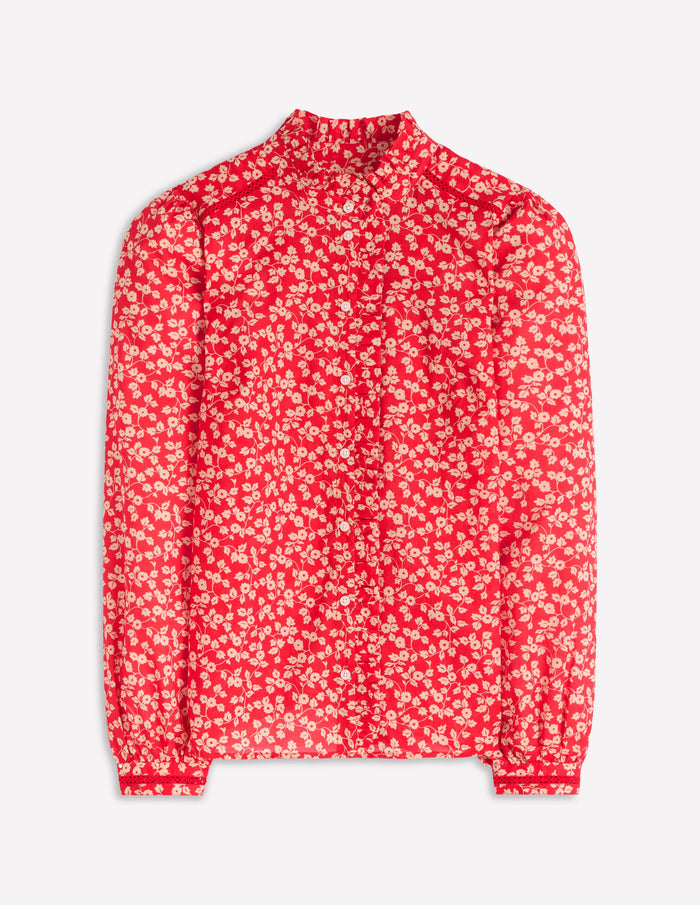 Helena Cotton Top Cranberry Red, Delicate Vine