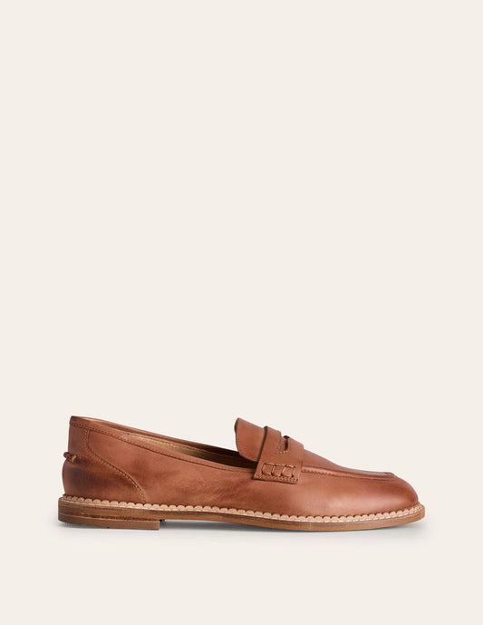 Nya Penny Loafers Tan Burnished Leather