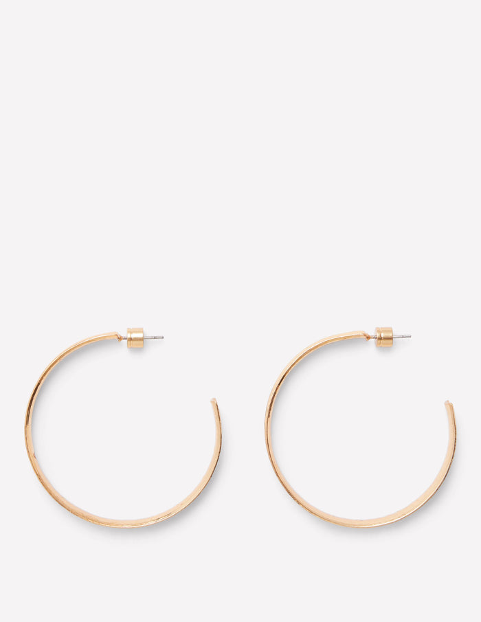 Large Hammered Hoop Earrings Gold Colour