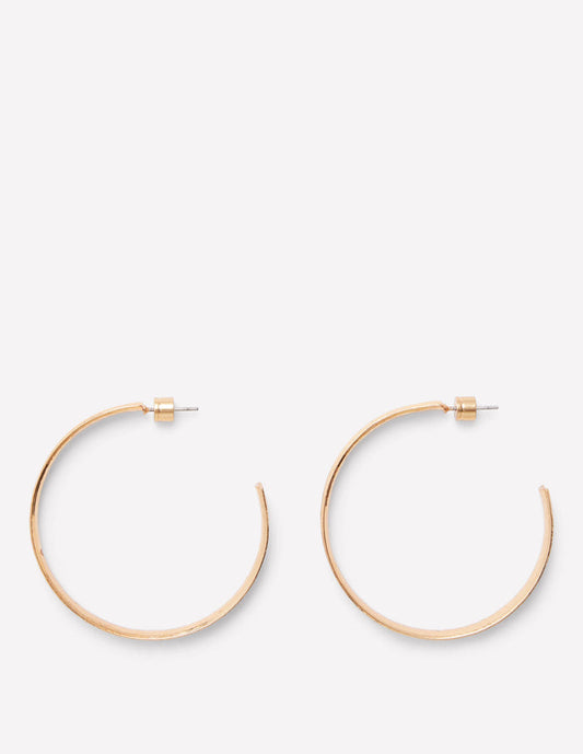 Large Hammered Hoop Earrings Gold Colour