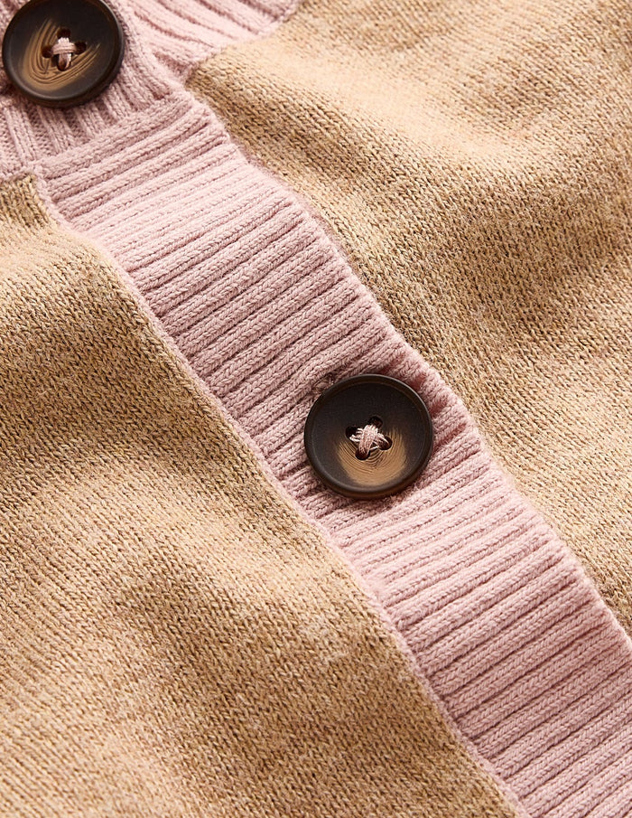Meg Raglan Sleeve Cardigan Oatmeal, Green Colour Block