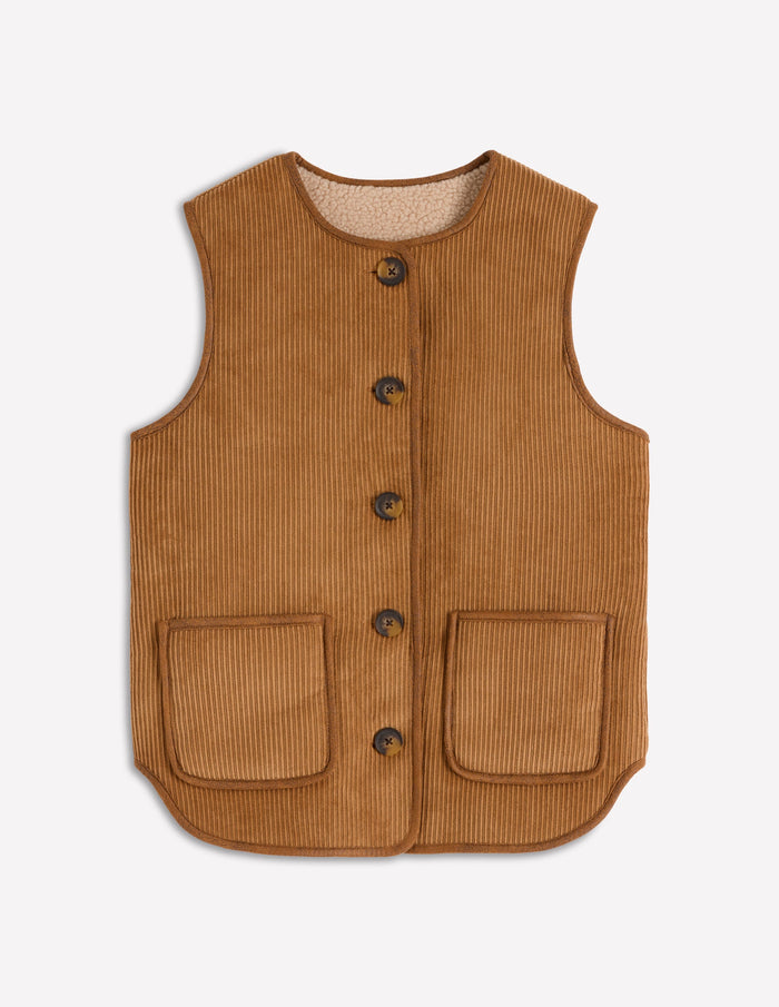 Clerkenwell Reversible Gilet Hazelnut Brown, Natural