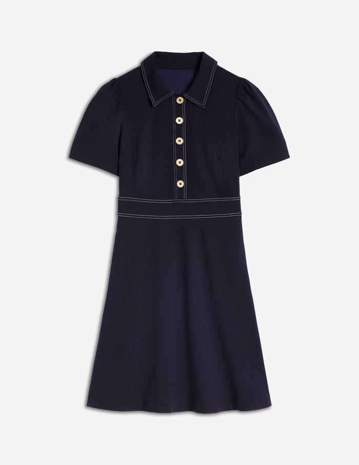 Nicolette Ponte Shirt Dress Navy