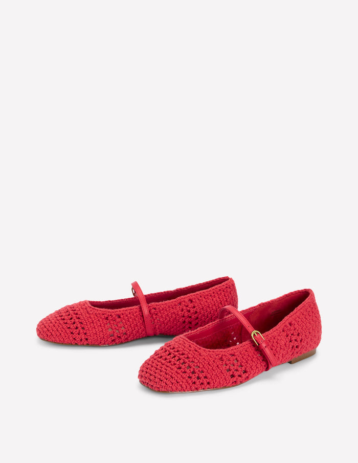 Crochet Mary Jane Flats Post box Red