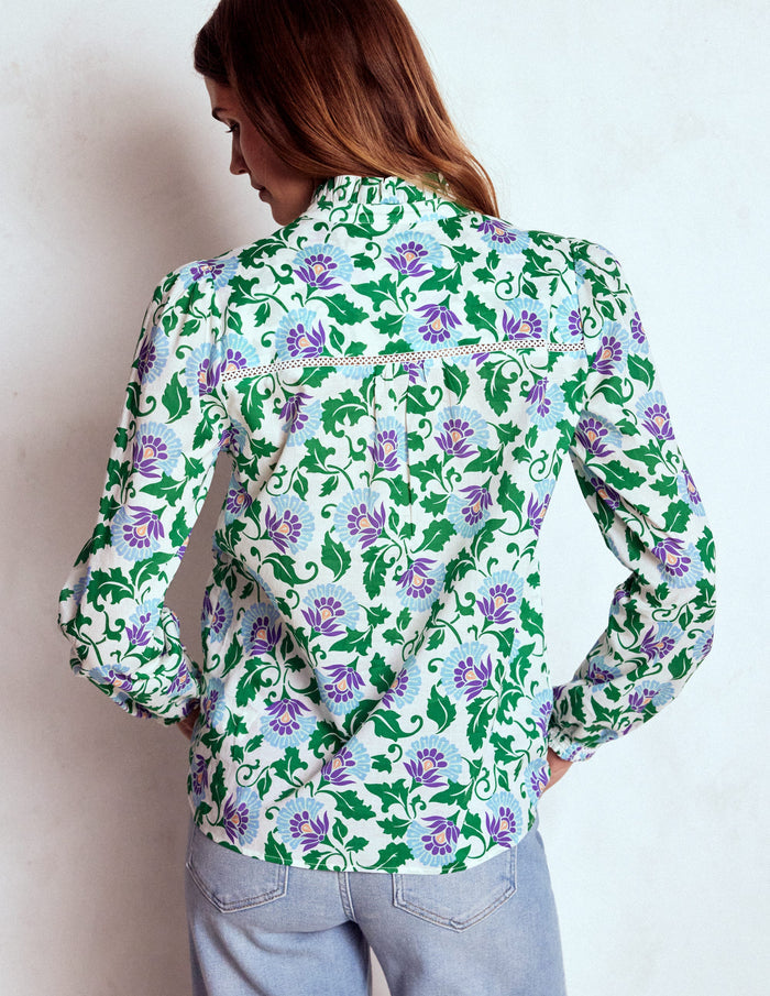 Helena Cotton Top Rich Emerald, Ornate Vine