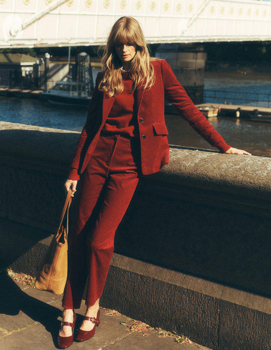 Stamford Cord Blazer Burgundy Red