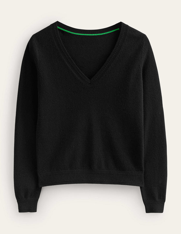 Eva Cashmere V-Neck Sweater Black