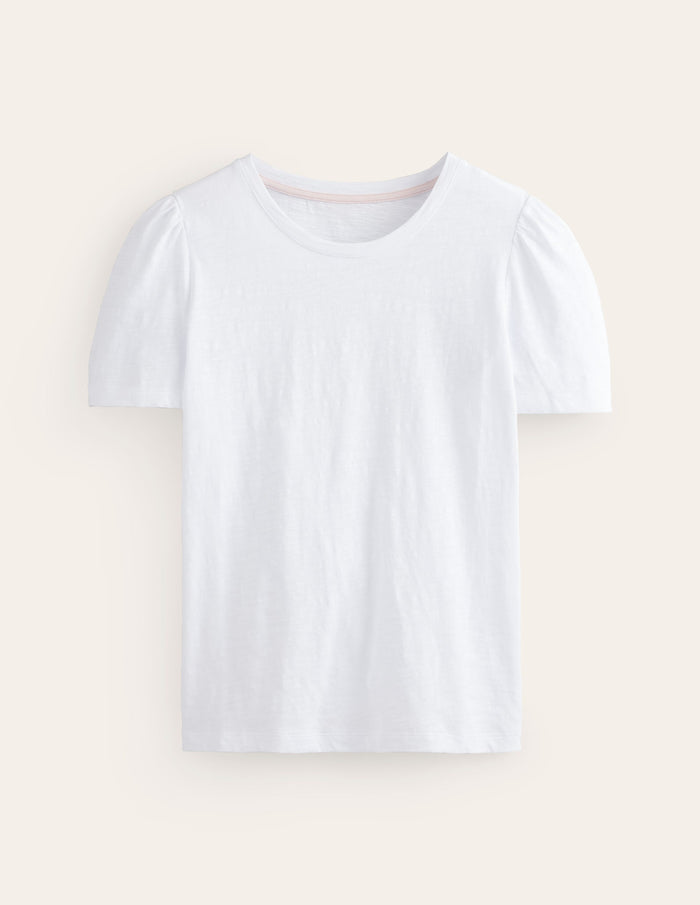 Cotton Puff Sleeve T-Shirt White