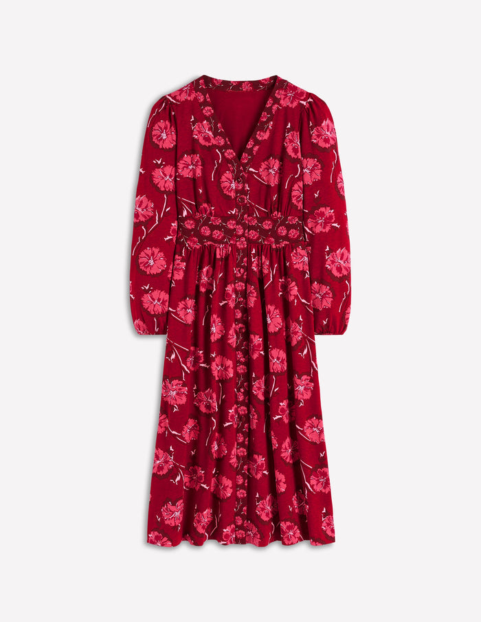 Natalia Long Sleeve Tea Dress Red, Delicate Carnation