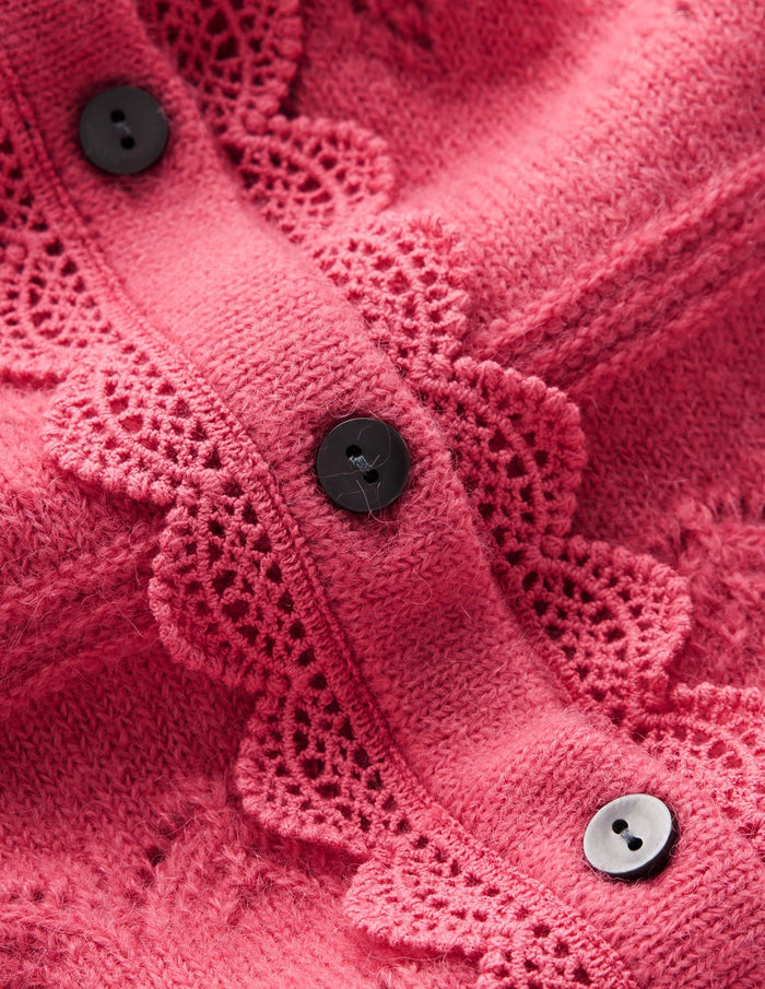 Leticia Lace Trim Cardigan Rose Pink
