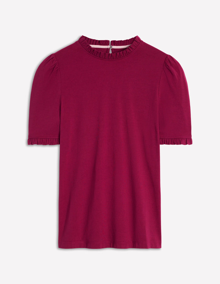 Supersoft Frill Detail T-shirt Burgundy Red