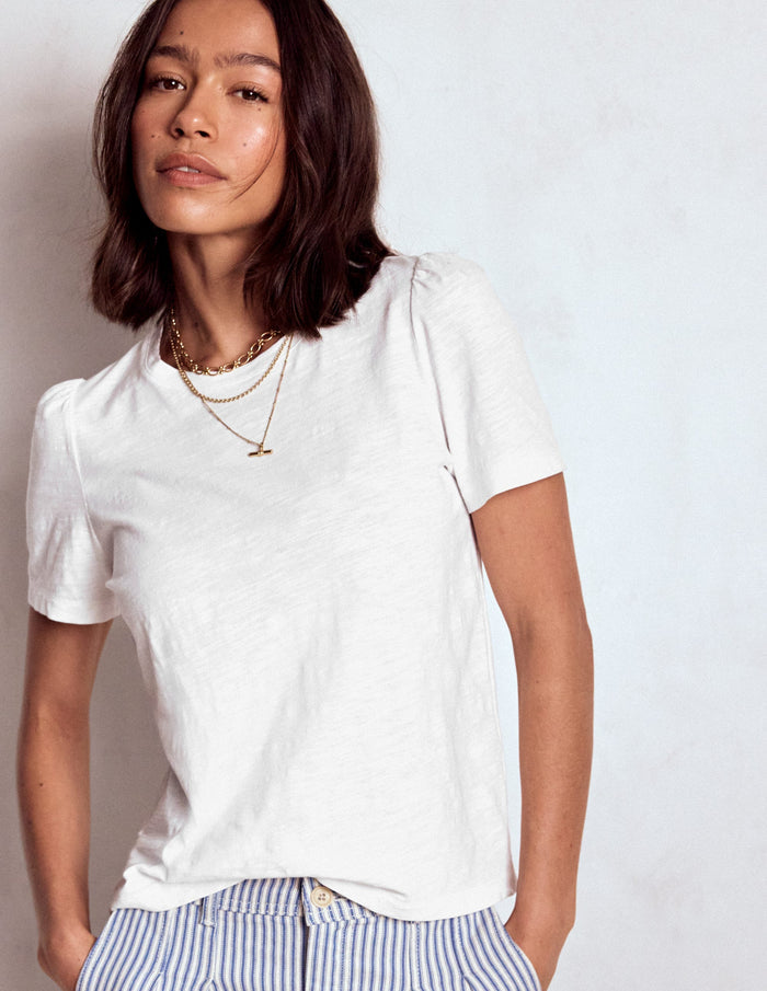 Cotton Puff Sleeve T-Shirt White