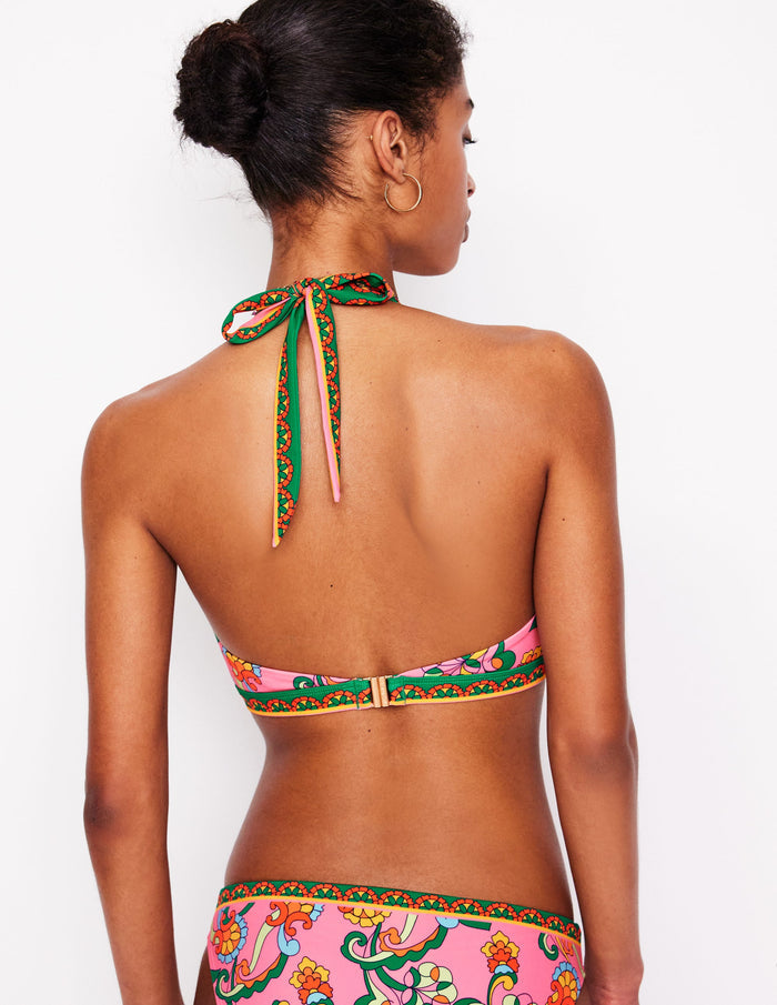Ios V Panel Bikini Top Pink Rose, Foliage Trail
