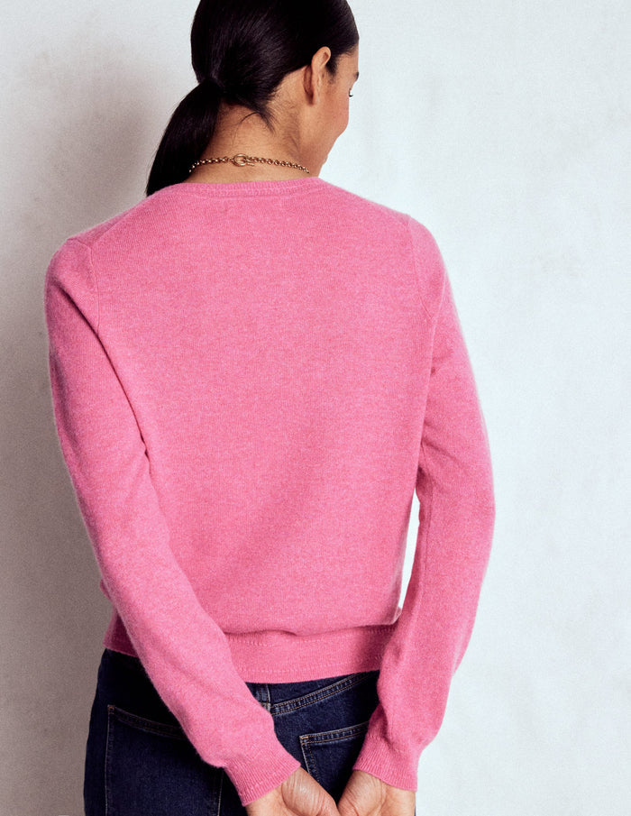 Eva Cashmere Crew Neck Sweater Rose Pink Melange