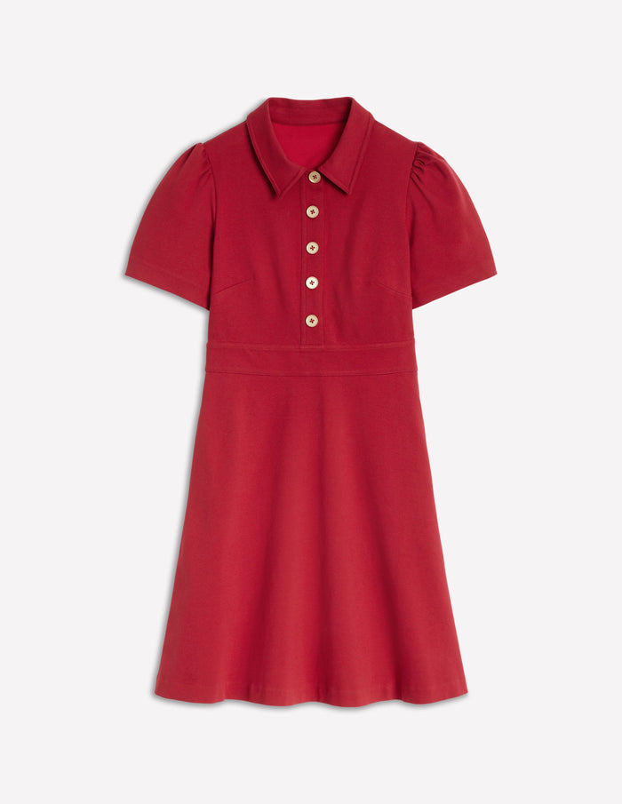Nicolette Ponte Shirt Dress Crimson Red