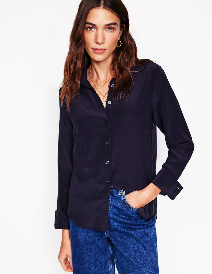 Sienna Silk Shirt Navy