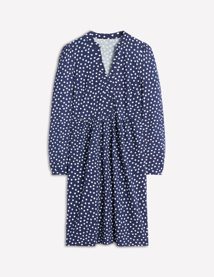 Naomi Relaxed Jersey Dress French Navy, Abstract Dot